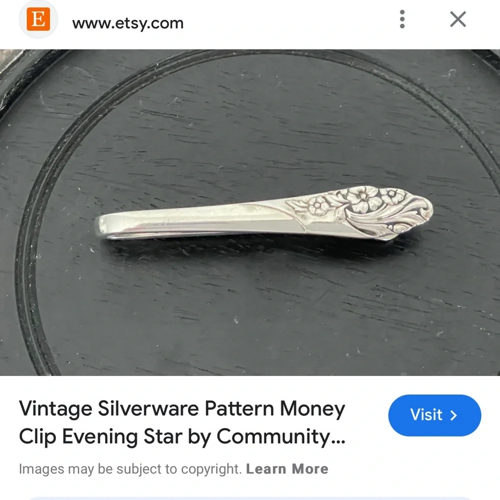 Vintage Silverware Pattern Moneyclip Evening Star by Comminity